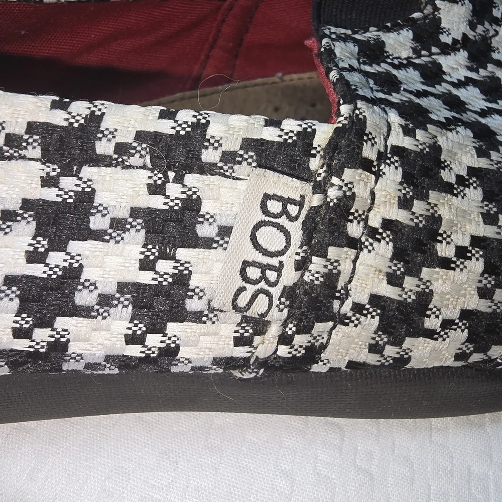 BOBS from Skechers Black and White Houndstooth Loafers